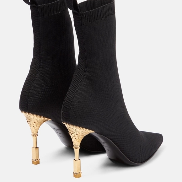 NWT BALMAIN Moneta Stretch Knit Ankle Boots - Size EU 38.5 (US 8.5) - Picture 2 of 10